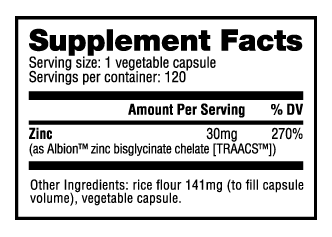 NutraBio Chelated Zinc (30mg)